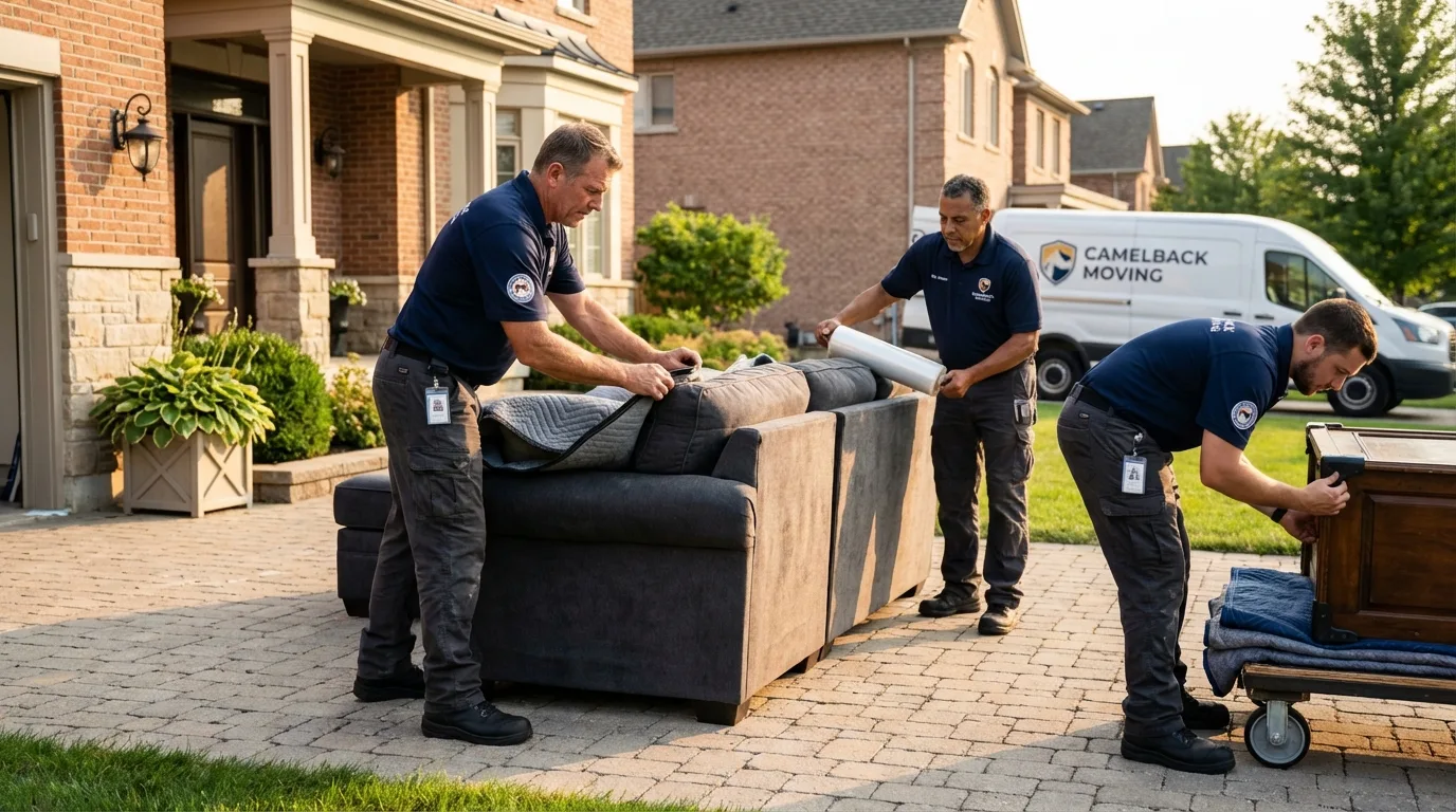 Large estate moving crew wrapping furniture in Dillon, SC